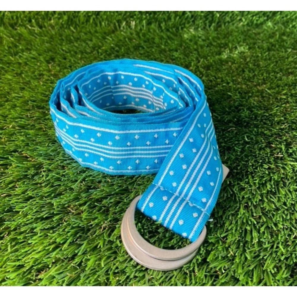 L.L. Bean Woman's Belt Polyester D Ring Blue White Sz 12 Regular 46 in"